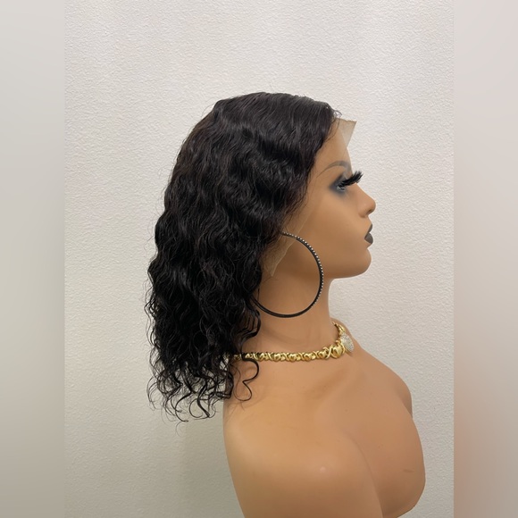 Bob Cut 10” Deep Wave Virgin Human Hair 13x4 Full Frontal Lace Wig - Picture 3 of 10